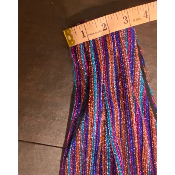 BCBG Holiday Party Dress Metallic Rainbow‎ Pleated Maxi Dress Deep V Neck Medium - Picture 6 of 9